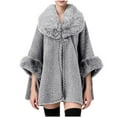 thumbnail image 4 of HTNBO Women's Large Collar Shawl Jacket Mid-Length Loose Cape Cardigan Parka Coat Outwear, 4 of 4