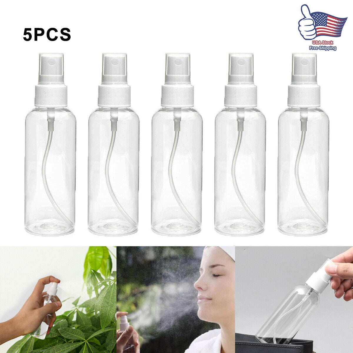 Details about   200ML Portable Plastic Spray Bottle Transparent Fine Mist Water Sprayer Tool New 