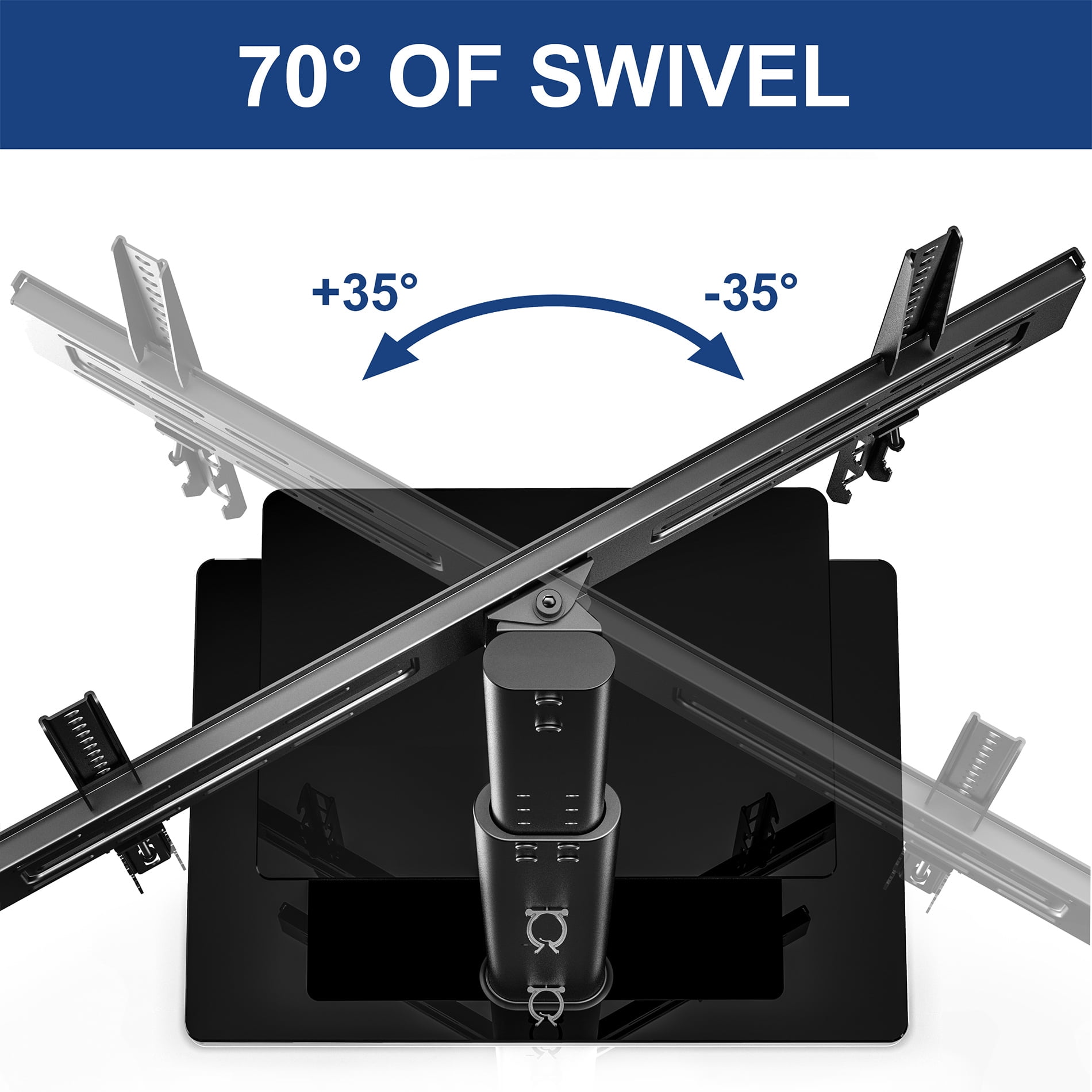 FITUEYES Height Adjustable Black Floor TV Stand for TVs up to 60" 65" with Swivel Mount