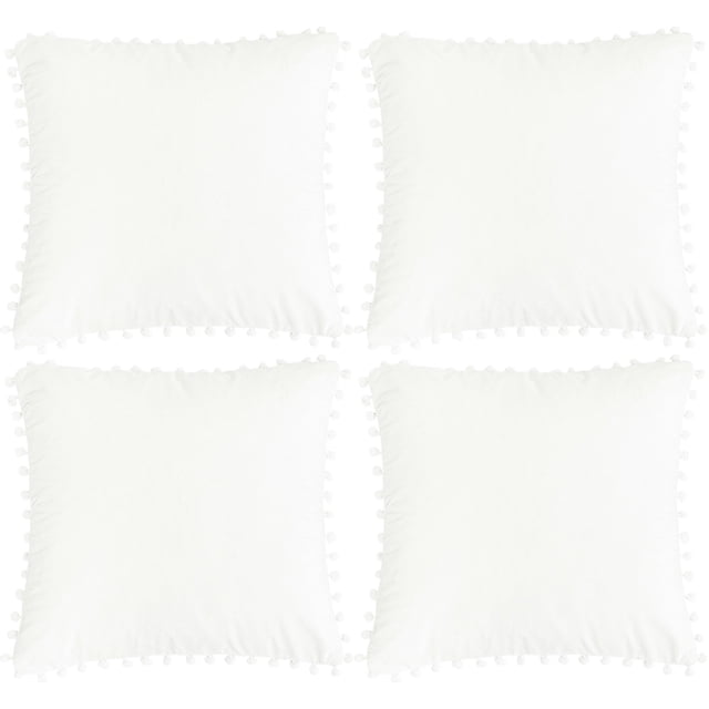 Unique Bargains Housse de Coussin en Velours avec Pompons pour Canapé-Lit 4 Pcs