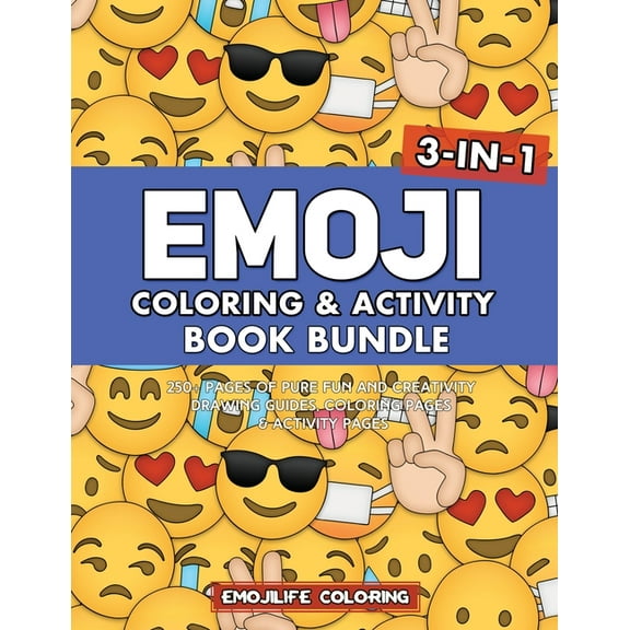 Emoji Coloring & Activity Book Bundle: 3-in-1 250  Pages of Pure Fun and Creativity: Drawing Guides, Coloring Pages & Ac, (Paperback)