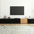 thumbnail image 2 of Black Tv Stand With Faux Marble & Walnut Look, 4 Drawer Storage, Accommodates 88" Tvs, Living Room Essential Element Stand, Storage Drawers, Fits Stylish Furniture, 2 of 6