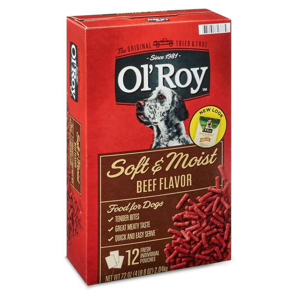 Ol' Roy Soft & Moist Beef Flavor Dog Food, 72 oz, 12 Pouches Walmart