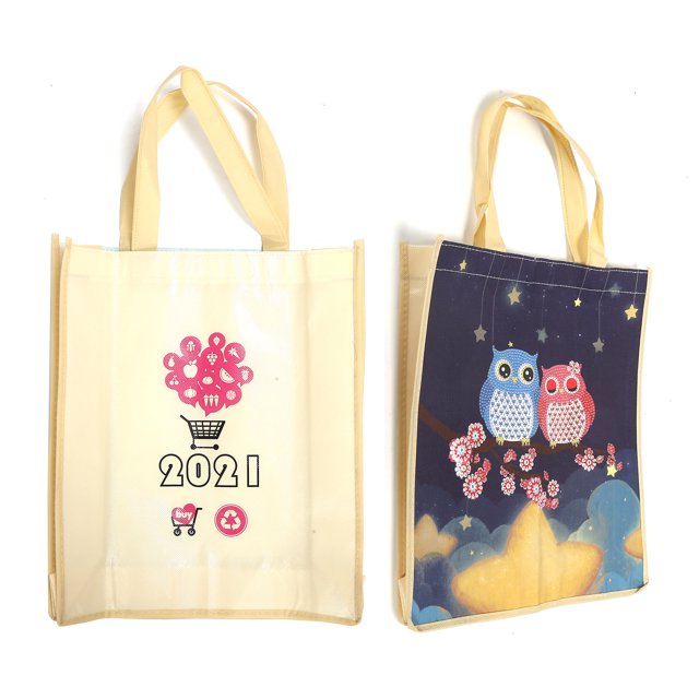 Bolsa de compras con pintura de diamantes, reutilizable, con asas, bolsa de mano plegable para bricolaje, artesanía artística hecha a manoHBD07