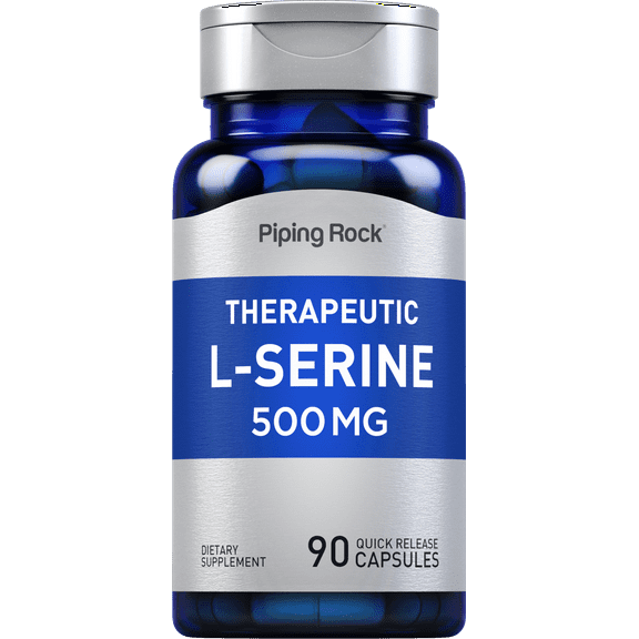 L-Serine 500mg | 90 Capsules | Therapeutic Supplement | Non-GMO, Gluten Free | by Piping Rock