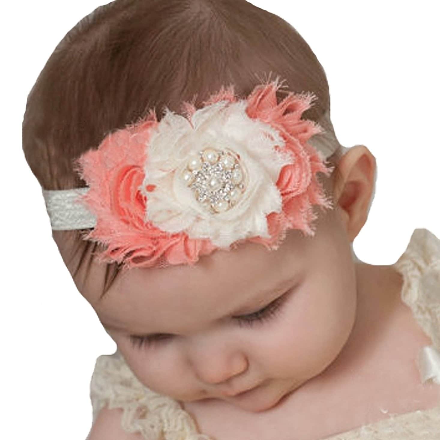 infant Shabby chic headband newborn toddler girl.