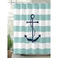 thumbnail image 2 of Turquoise Striped Shower Curtain, Nautical Anchor Abstract Geometric Modern Waterproof Shower Curtain Set with 12 Hooks Lightweight Washable Fabric Shower Curtains for Bathroom 72x72 Inches, 2 of 6