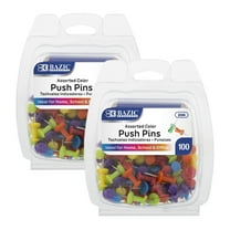 BAZIC Push Pins Thumb Tacks Steel Point, Plastic Head (100/pack), 2-Packs