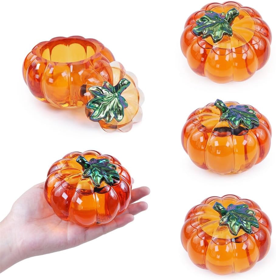 1PC Pumpkin Storage Box Silicone Mold, Pumpkin Shape Crystal Epoxy Mold with Lid, Epoxy Resin Jewelry Container Mold, Suitable for Halloween, Party, DIY, Crafts, Home Decoration