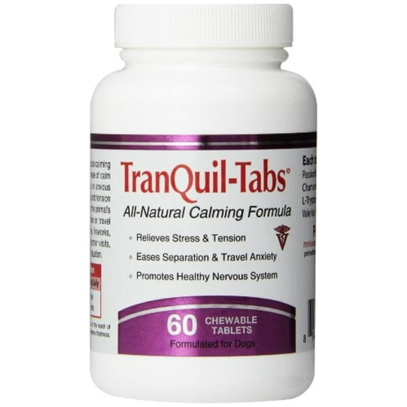 TranQuil-Tabs for Dogs - Contains Chamomile, L-Tryptophan, and Melatonin - Relieves Stress and Tension - Ease Travel and Separation Anxiety - 60 Tabs 60 Tablets