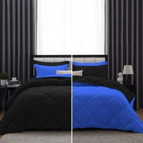 DNG Creations 3 Piece Reversible Diamond Pattern Comforter Solid - 100% Egyptian Cotton, 800 TC ( Oversized Queen - Size ) All-Season 550 GSM ( Royal-Blue/Black Colour )