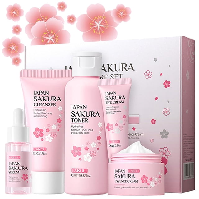 Set de regalo para el cuidado de la piel Blopuivo Sakura Kit de viaje para el cuidado de la piel (5 piezas)
