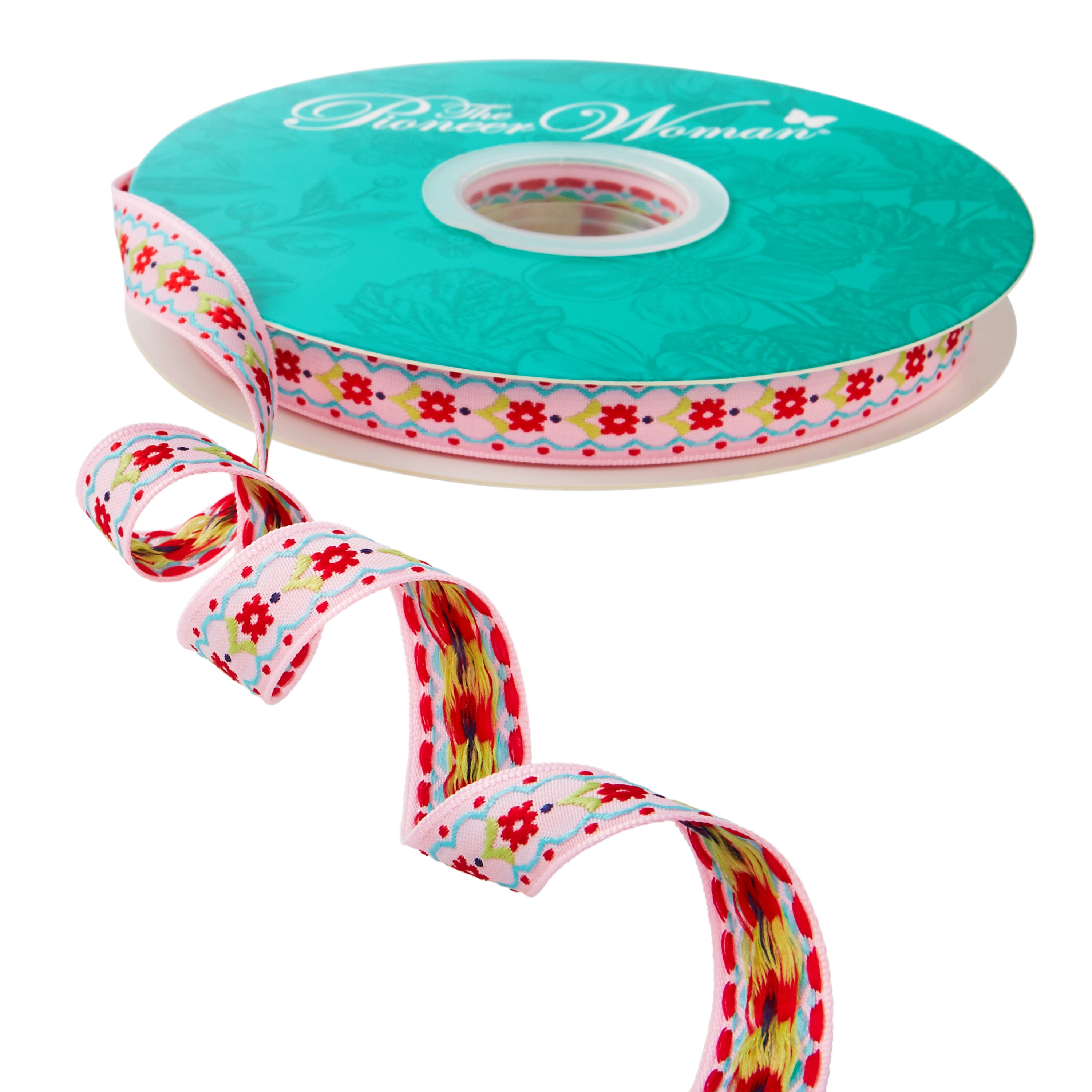 The Pioneer Woman Heritage Floral Polyester Merrow Wire Edge Ribbon, 2.5 inch x 25 Yards, Size: 2.5 inch Wide x 25 Yards