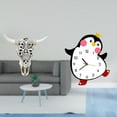 thumbnail image 2 of Escultura tribal de cabeza de toro y pingüino de dibujos animados, reloj de pared de madera, arte decorativo para colgar en la pared, para dormitorio,, 2 of 8