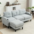 thumbnail image 2 of Convertible Combination Sofa Sofa L-Shaped Sofa with Footstools with Storage, White+Black Sofa for Living Room, Living Room/Bedroom/Office/Small Space 3-Seater Combination Sofa, 2 of 5