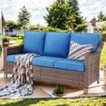 thumbnail image 2 of Bellefurn Patio 3 Seater Outdoor Sofa Outdoor Couch with Waterproof Sofa Cover,High Back Rattan Deep Seat Sofa for Outdoor,Lawn,Backyard, 2 of 10