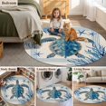 thumbnail image 6 of Round Area Rug 4ft,Summer Ocean Turtle Starfish Seaweed Washable Carpet Non-Slip Runner Accent Rugs Indoor Floor Mat for Bedroom Living Room Decor,Blue Marine Life on Linen, 6 of 9