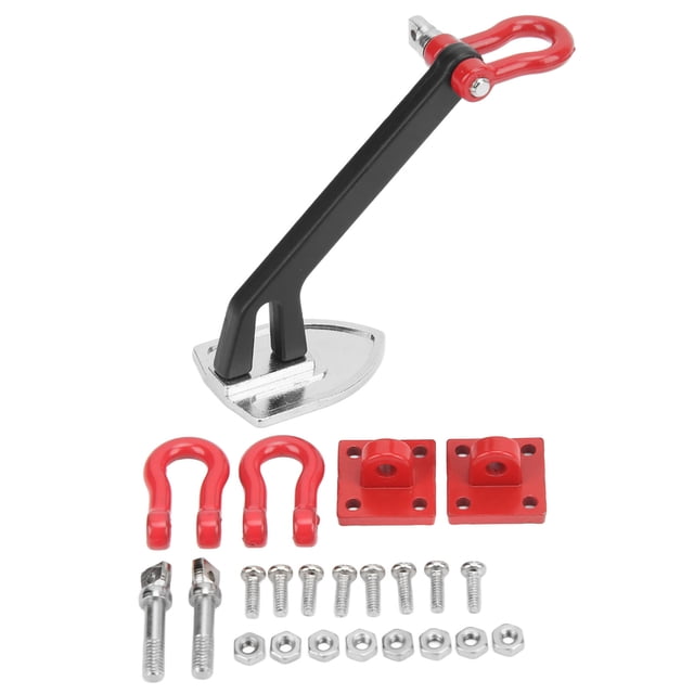 Ancla de cabrestante de metal RC Material de aleación de aluminio resistente a la corrosión Gancho de hebilla de remolque de remolque de coche RC para coche de escalada 1/10 RC Negro Plata