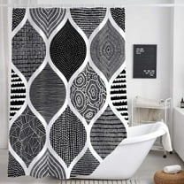 Black and White Shower Curtain for Bathroom, Bohemian Chic Geometric Pattern Modern Paisley Fabric Shower Curtains Set, Abstract Bohemia Restroom Decor Accessories with Hooks 72X84Inches