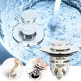 thumbnail image 1 of Fiudx Tapón Universal para Fregadero, Acero Inoxidable Resistente a La Oxidación, Junta de Gel de Sílice Engrosada, Diseño a Prueba de Fugas, Fácil Instalación, Apto para Baño, Botón de Accionamiento, 1 of 7