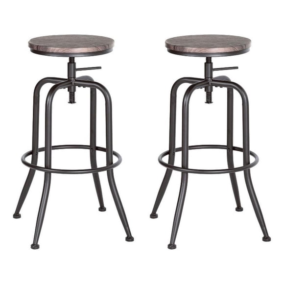 Homycasa Anacletus 27.2" Adjustable Metal Bar Stools in Brown (Set of 2)