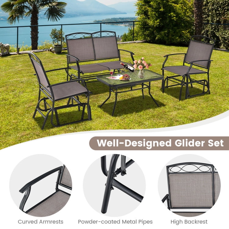 Aimee Lii 3 Pieces Outdoor Patio Furniture for Porch, Backyard, Sturdy, Brown