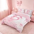 thumbnail image 2 of meiyoeat Ribbon Bow Initial B Bedding,Pink Glitter Print Monogram Art Duvet Cover Full For Girl,Pink Reversible,3 Pieces,1 Duvet Cover and 2 Pillowcases, 2 of 6