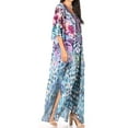 thumbnail image 3 of Sakkas Yeni Women's Short Sleeve V-neck Summer Floral Long Caftan Dress Cover-up - MM387-Multi - One Size, 3 of 5