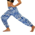 thumbnail image 4 of Previn Women's Boho Yoga Pants Indian Dance Pants Long Casual Soft Cinched Bottom Elastic Waisted Lightweight Bohemian Harem Genie Pants Style9 Small-X-Large, 4 of 4