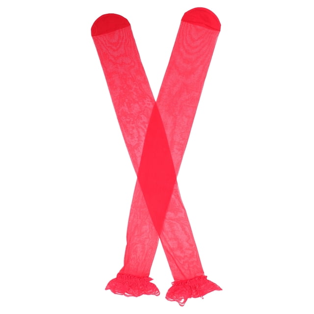unbranded 2Pares Medias Altas Rojas Con Encaje Fino Para Fiestas Y Uso Cotidiano