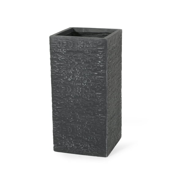 Noble House 13" x 13" x 28" Square Gray Concrete Plant Planter