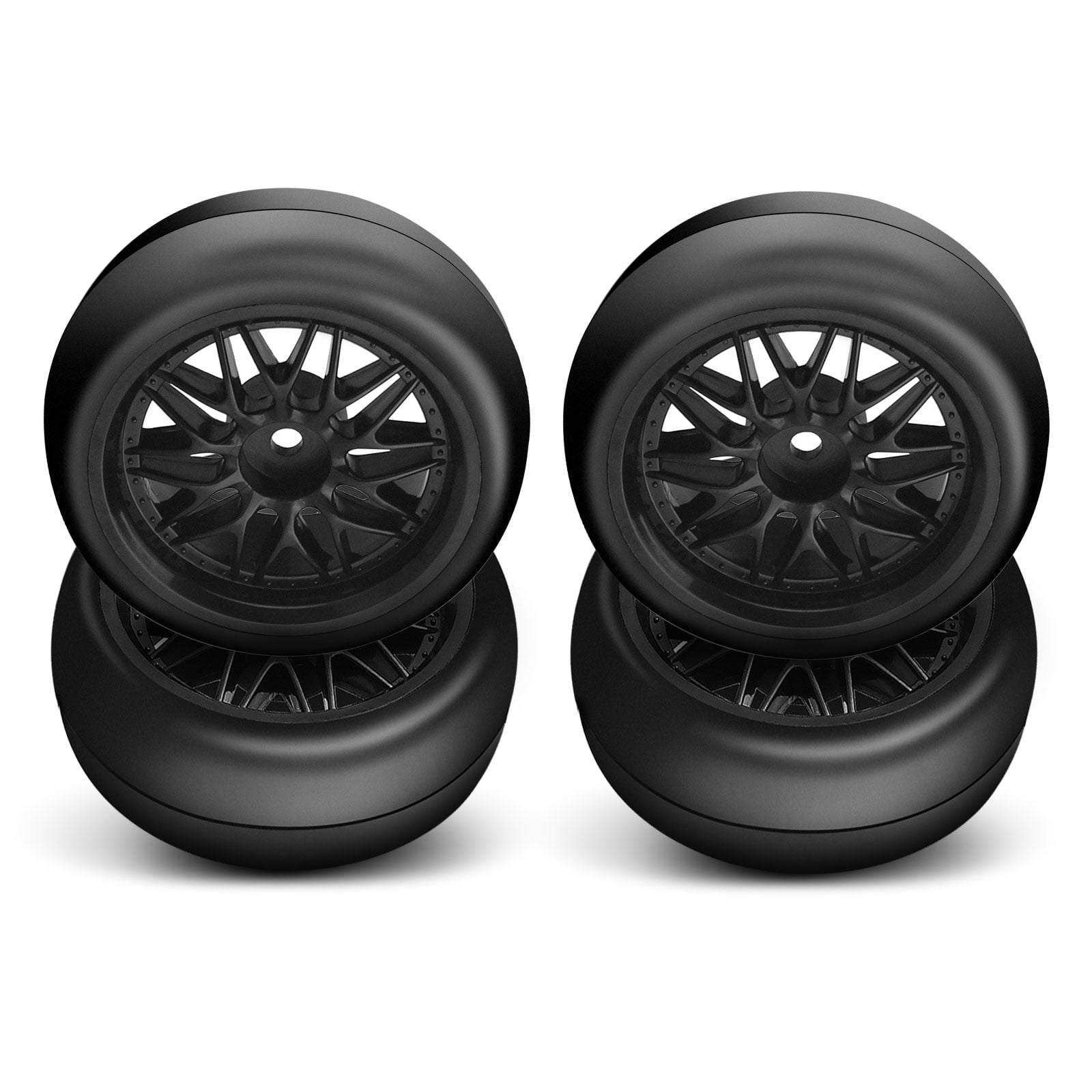 Drift Car 4Pcs Plastic Wheel Rims & Tires For RC1:10 Off Road Racing Car 