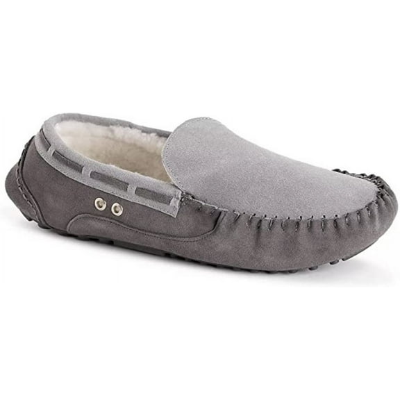 MUK LUKS Men's Emmett Moccasin Slippers - Grey, 11