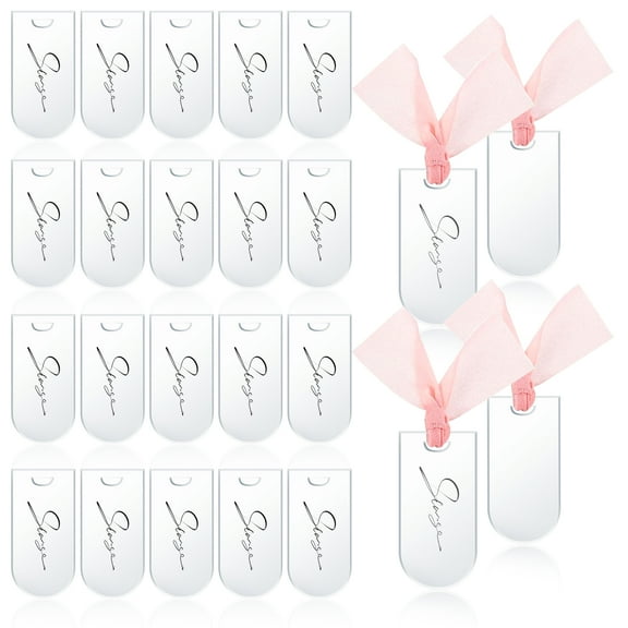 LELE LIFE 24Pcs Acrylic Place Cards, DIY Wedding Signs Name Place Cards Gift Tags, Reserved Table Tags with Holes, Transparent