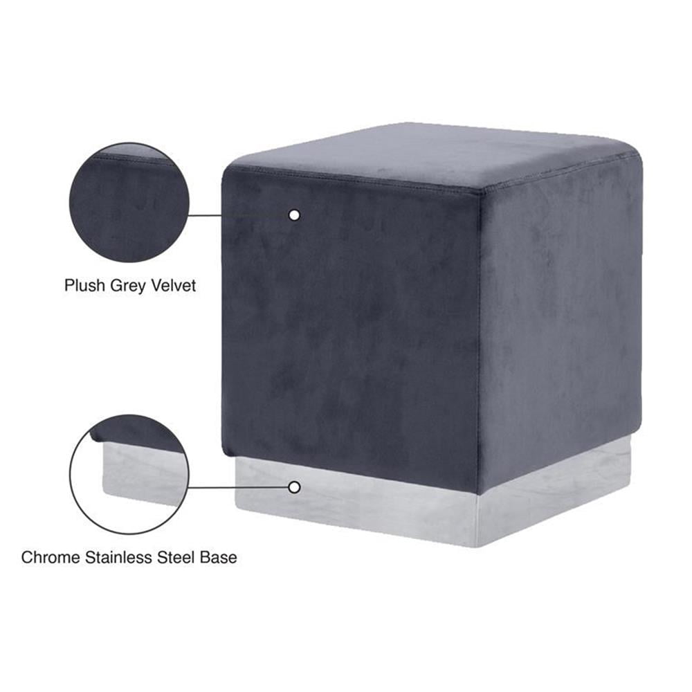 Pemberly Row Modern / Contemporary Velvet Ottoman/Stool in Gray