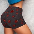 thumbnail image 3 of KLL Red Ladybugs On Dark Background Pattern Workout Shorts for Women Scrunch Short Gym Yoga Running Sport Active Exercise Fitness Shorts, 3 of 8