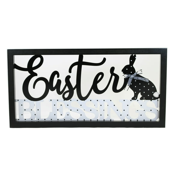 Easter Bunny Message Cutout Wall Sign Metal Black & White 20409G Blessings