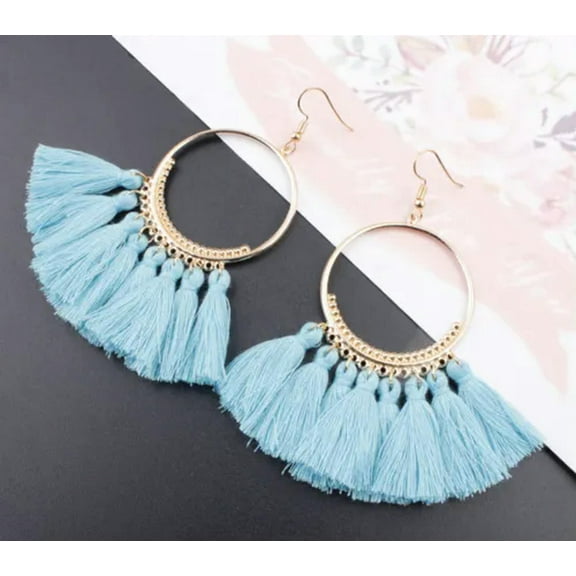 Women Fashion Bohemian Earrings Jewelry Long Tassel Fringe Boho Hook Drop Dangle