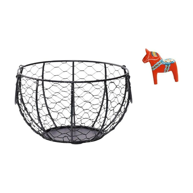 Cesta de huevos,Cesta multiusos para huevos,cesta tejida de alambre de hierro,Figura de escritorio,Estatuas artesanales tradicionales suecas,Figura creativa del caballo Dalecarliano