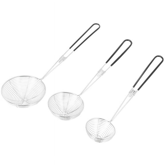 3-Piece Set of Round Hot Pot Strainer-Stainless Steel Asian -- Spider Skimming Spoon Set, Mesh