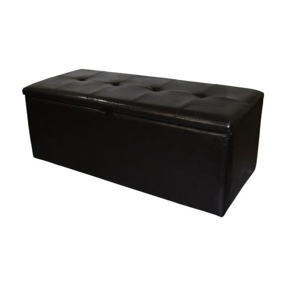 18.5" Tall Leather Upholstered Storage Bench with Spacious Interior Brown