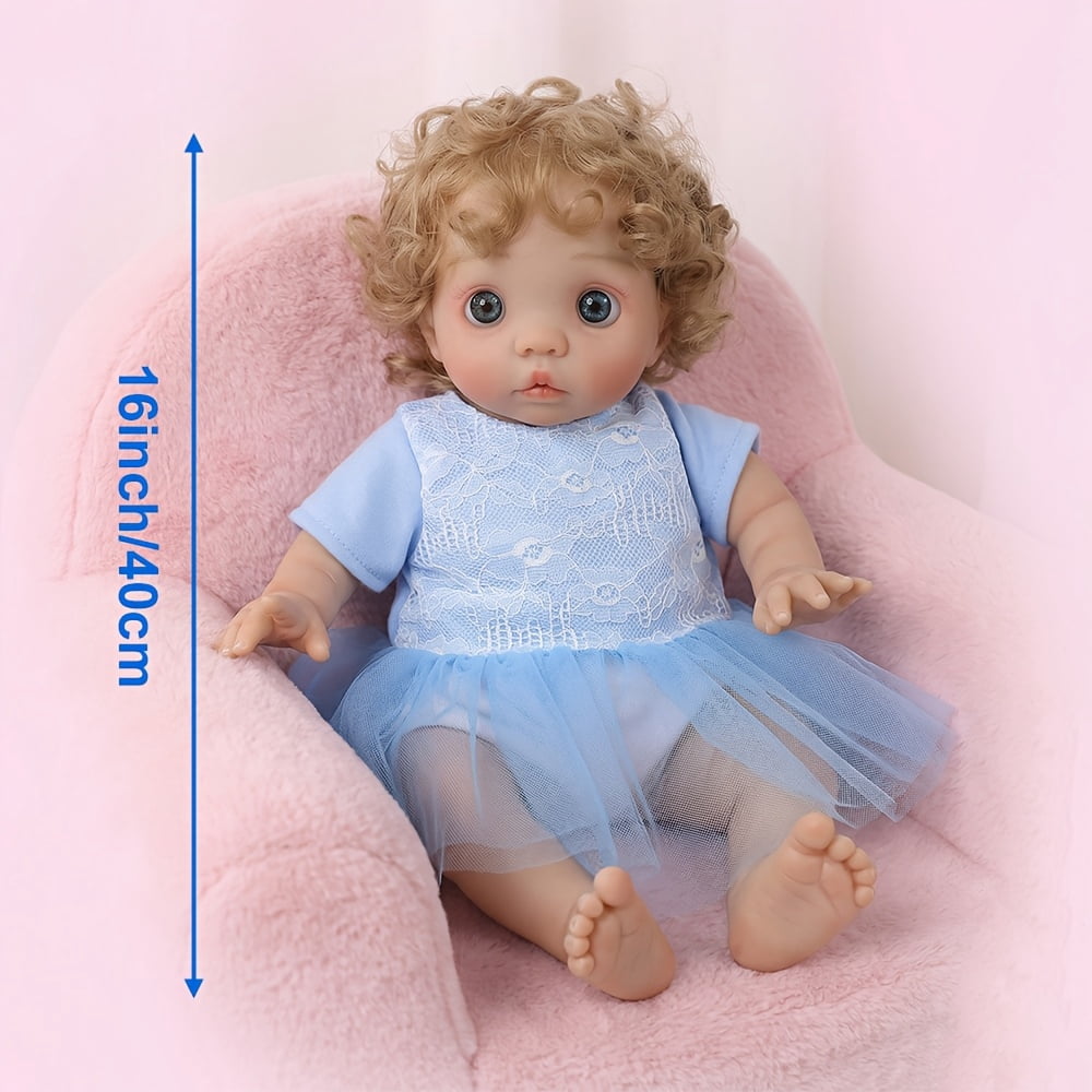 16 Inch Reborn Baby Doll, Avatar Style Baby Doll, Awake Newborn Look Toddler Doll, Soft Cloth Body Realistic Baby Doll Toy For Kids Age 3+