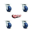thumbnail image 2 of 4 Inch Solid Polyurethane Wheel Swivel Caster Set with Roller Bearings SCC, 2 of 2