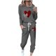 thumbnail image 2 of Puntoco Pijamas para mujer, conjunto de pijamas de invierno con estampado de letras, cuello redondo, manga larga, pantalones, ropa informal para el hogar, 2 of 4