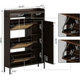 thumbnail image 2 of Acekid Shoe Cabinet Rattan 3 Flip Drawers Freestanding Storage Cabinet Adjustable Shelves Entryway Dark Cherry, 2 of 7