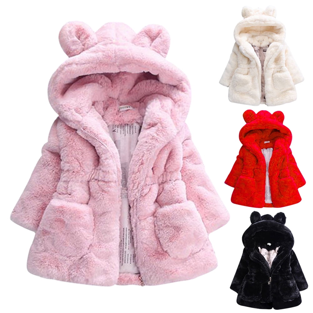 BULLPIANO 1-8T Girls Winter Fleece Snowsuit Kids Toddler Hooded Jacket ...