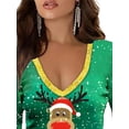 thumbnail image 3 of DYMADE Women Plus Size Christmas Animal Print V-neck Long Sleeve T-shirt Slim Top, 3 of 4