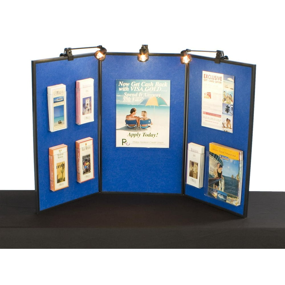 TriFold And DoubleSided Exhibition Blue Display Board, Includes 3