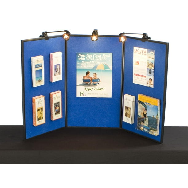 TriFold And DoubleSided Exhibition Blue Display Board, Includes 3