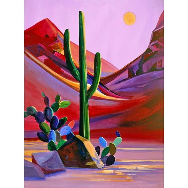 Pintura de diamante (DB5342) 5D DIY Square Desert Cactus Rhinestone Crafts 20X30cm Hugtrwg Para estrenar